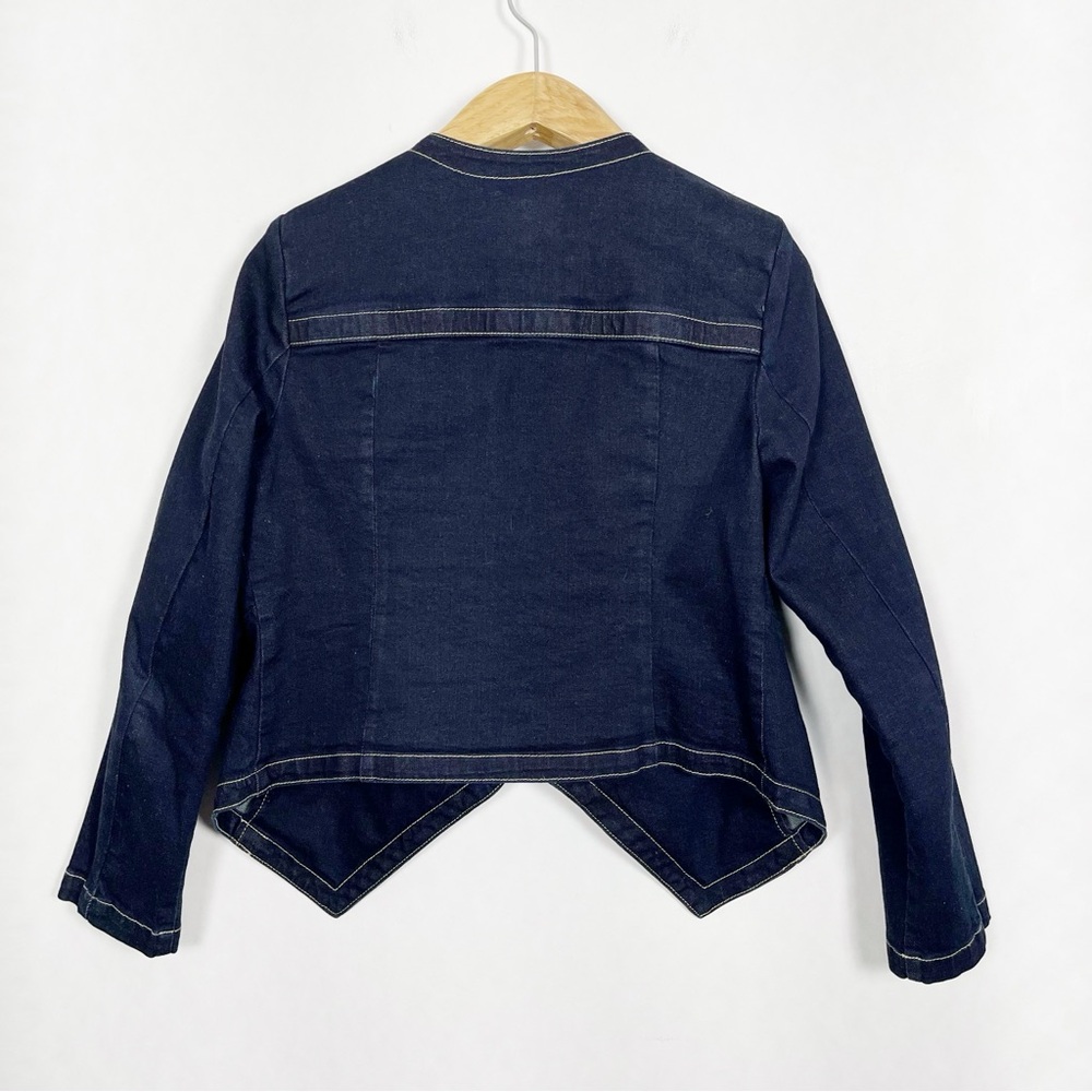 Love & Legend Cropped Blue Military Denim Jean Jacket Size 12 - Picture 5 of 10